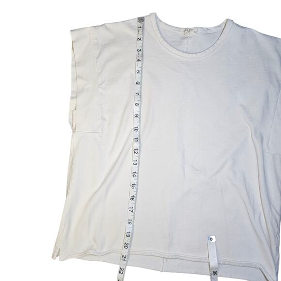 Rag & Bone Mixed Media Muscle Tee Women Top Sz XS White Organic Cotton Boxy Fit - Picture 5 of 8
